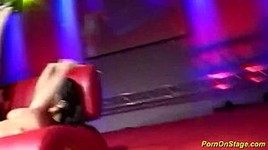 Couple teases public stage fuck