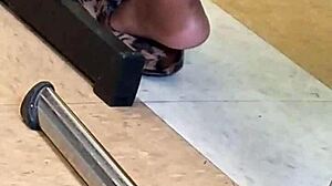 light skinned ebony teen's smooth soles caught candid in hidden foot tease