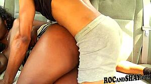 my ebony girlfriend got fucked hard by black friend in the car cumshot finish