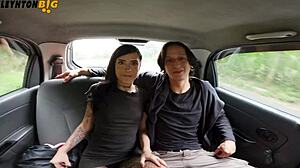 Skinny Fuck Doll Spreads in Car Fearing Police Bust