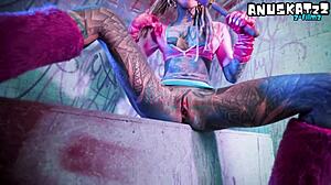 tattooed skinny goth slut fingers ass to pussy dp toys orgasm