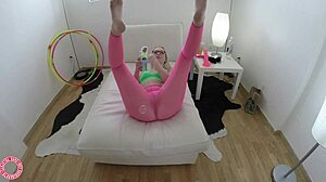 Samantha Rone bounces on her dildo cowgirl style in the bedroom, blonde MILF hits intense ORGASM