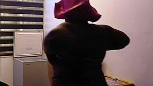 Curvy Ebony Housewife Bends Over for Spanking