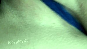 Chubby curvy bodybuilder with big clit fingers her hairy pussy in corset and rides dildo to creampie fantasy.