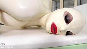 i'm latex goddess spanking my big tits hard