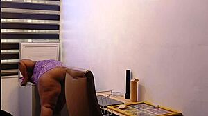 Curvy Ebony Housewife Bends Over for Spanking