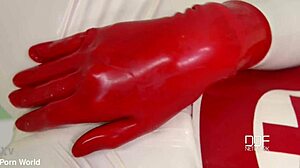 i'm latex goddess spanking my big tits hard