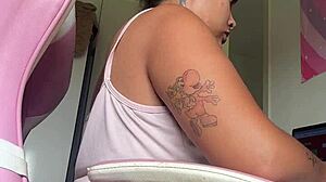 Chubby Ebony Farts Loud at Home Office Desk!
