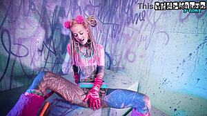 tattooed skinny goth slut fingers ass to pussy dp toys orgasm