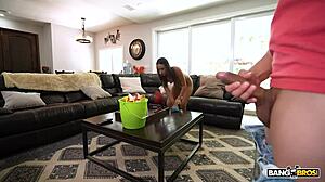 Cleaning Lady Lola Rose Ditches Duty For Johnny's Huge Cock Ride