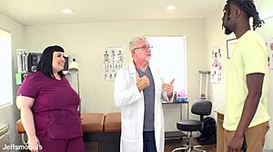 Chubby Nurse Alexxxis Allure Rides Patient's BBC Doggystyle Cumshot