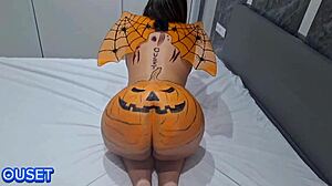 MY STEPSIS'S BIG ASS KEPT ME UP SO I OILED AND GAPED IT HALLOWEEN STYLE