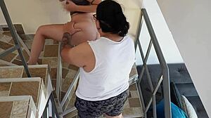 Pounding Thick BBW Madurita Ass Hard on Apartment Stairs Amateur Style