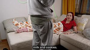 shocking stepmom sucks my dick as santa then takes creampie all over huge tits