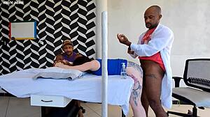 Doutor Fucks Big Ass Patient Creampie Beside Unaware Husband