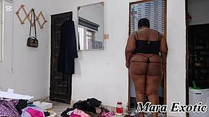 Thick Ass Ebony Mara Exotic Hot Milf Laundry Day Spreading Huge Pussy Panties