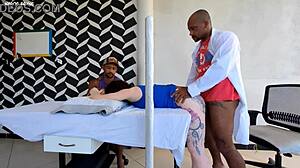 Doutor Fucks Big Ass Patient Creampie Beside Unaware Husband