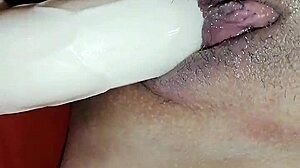 nalgona stuffs her tight holes with huge dildo toys