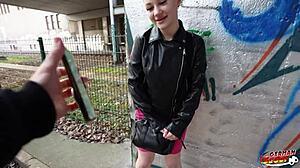 german scout picked up tiny shy 18+ dasha dark for first time casting with rough deepthroat and tight pussy pounding
