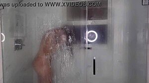 artemisia the big boob italian milf showers naked after fetish scene long hair dripping wet