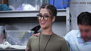 curvy latina glasses girl punished with cock for burglary theft