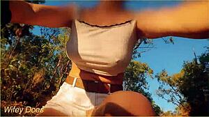 amazing milf flashes tits on daring public bike ride