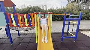 Busty latina sucks our cocks in park before getting caught - michi