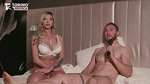 hey sandro's nervous for his first porn audition with big tits brunette 😏
