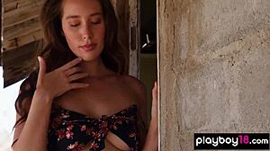 big boobed all natural brunette willa prescott strips naked posing her shaved pussy in desert outdoors 👙🌵