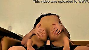 Asian babe bareback rides boss's massive cock in dorm room cums hard sloppy deepthroat