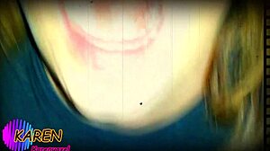 karen plays with huge jizz loads in mouth slow mo