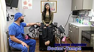 Behind Scenes With Dr Tampa Tickling Selena Sativa's Bare Feet In Latex Gloves