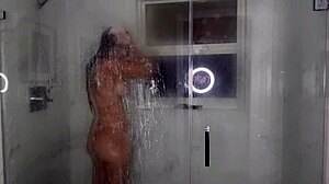artemisia the big boob italian milf showers naked after fetish scene long hair dripping wet