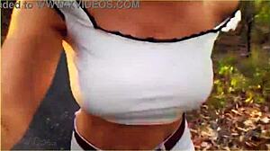 amazing milf flashes tits on daring public bike ride