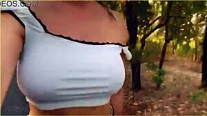 amazing milf flashes tits on daring public bike ride