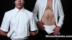 Blindfolded Twink Tied in Church Proves Worth with Bareback Anal from Old Cock for Divine Order