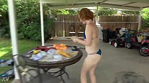 that tasty little white girl in lingerie spreads her big ass for some wild anal pounding as her hubby watches nearby