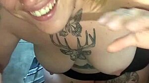 who's the blowjob champ deepthroating cumshots on big tits blonde? 😍💦👅 homemade sloppy fun!