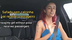 this kinky app driver flashes her tits in the car lets passengers stroke while she masturbates publicly on the street