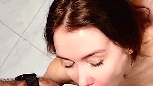 Tried dresses in changing room, ended up bent over for cute babe's deep anal creampie pounding