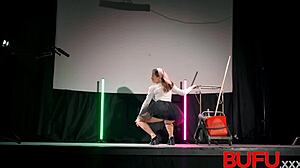 Bufu xxx babe strips tight body then takes monster cock anal hardcore in cinema all holes