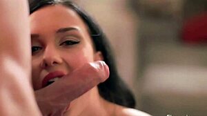 this seductive brunette milf drops to knees for hot blowjob facial and squirts everywhere on his cock