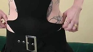 kit summers teases in tight black bodysuit and gothic miniskirt ready for skinny ass play?