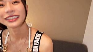 japanese ca slut with g cups rides cock creampie after blowjob