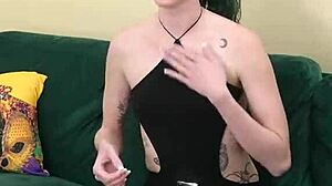 kit summers teases in tight black bodysuit and gothic miniskirt ready for skinny ass play?