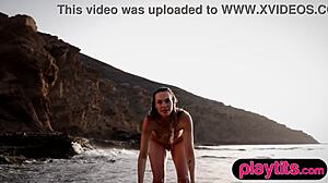 Big Ass German Babe Strips Exposing Juicy Tits on Beach