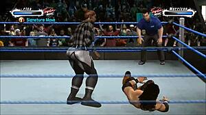 hey marrisa takes on john morrison in wild wrestling fetish match