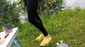 Vacation sex tape rips clothes off stepmom's feet and toes!