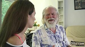 Old man rams cock in teen's young pussy then throat!