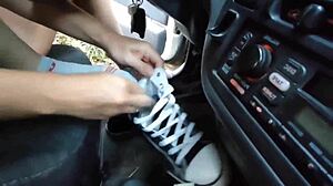 Vacation sex tape rips clothes off stepmom's feet and toes!